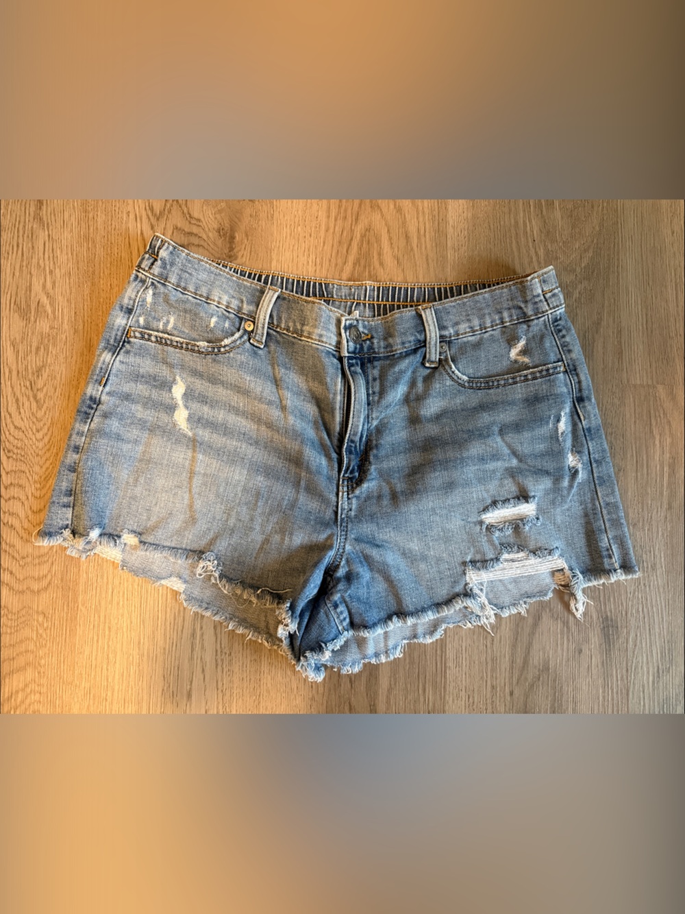 aerie Vintage Light Blue Distressed Denim Cutoff Shorts
